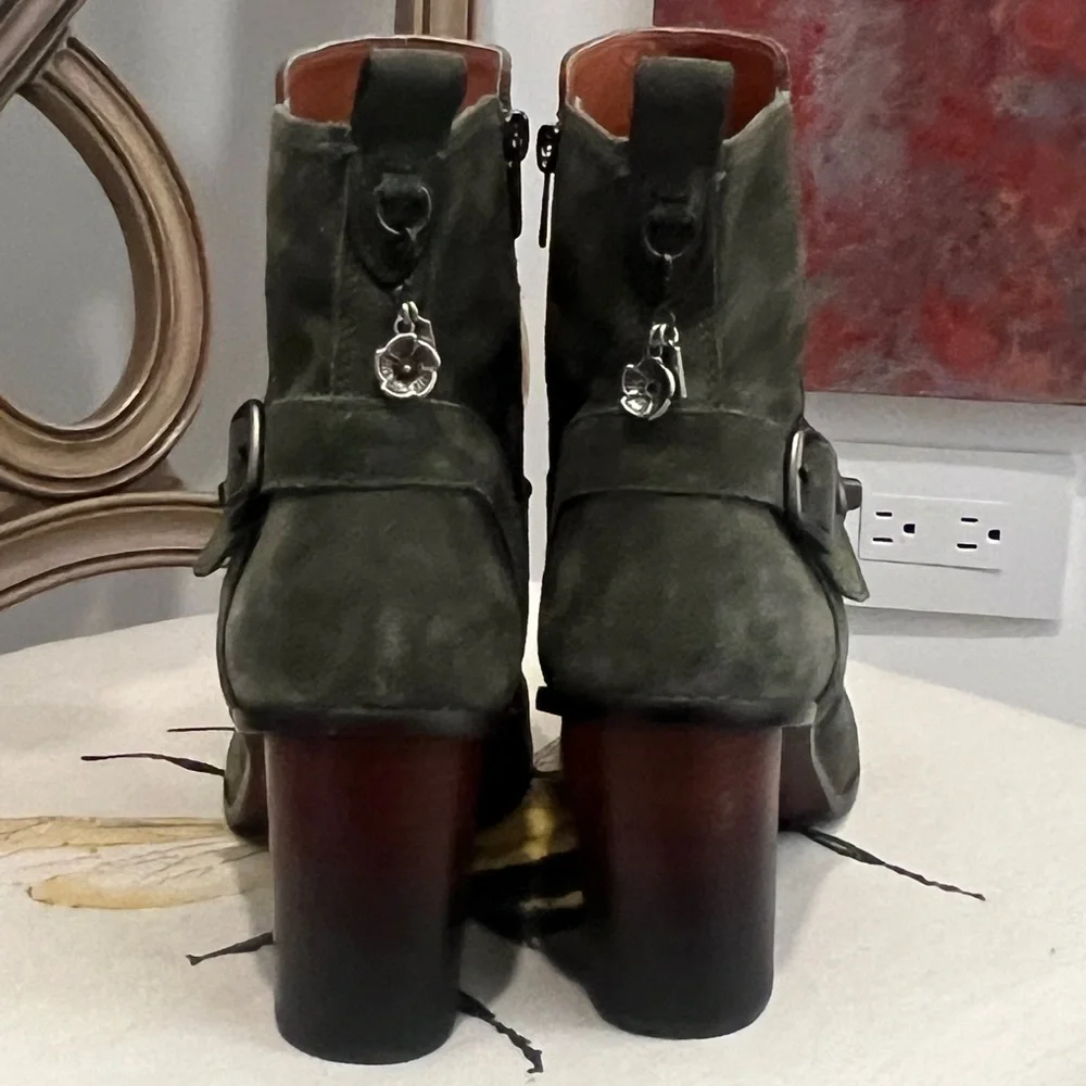 Coach 1941 Womens Moto Boots Olive Suede - Picture 3 of 9